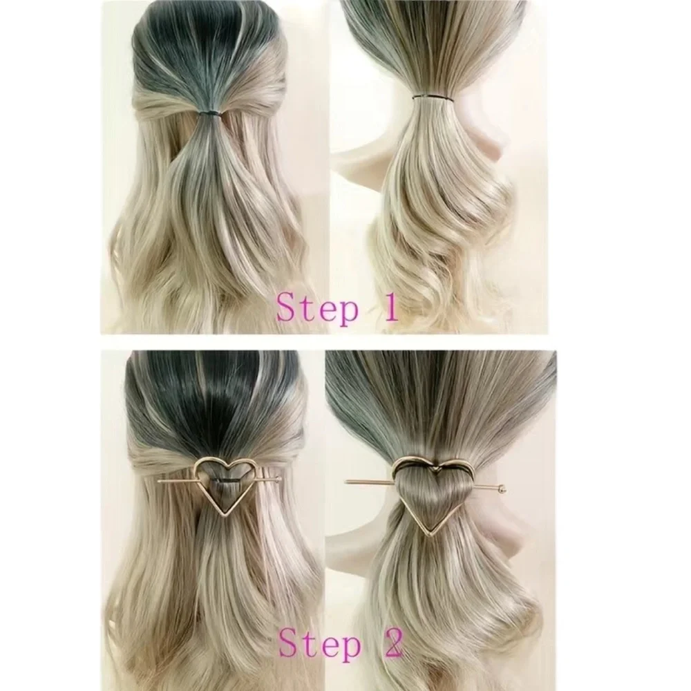 Golden Heart Design Hairpin Set